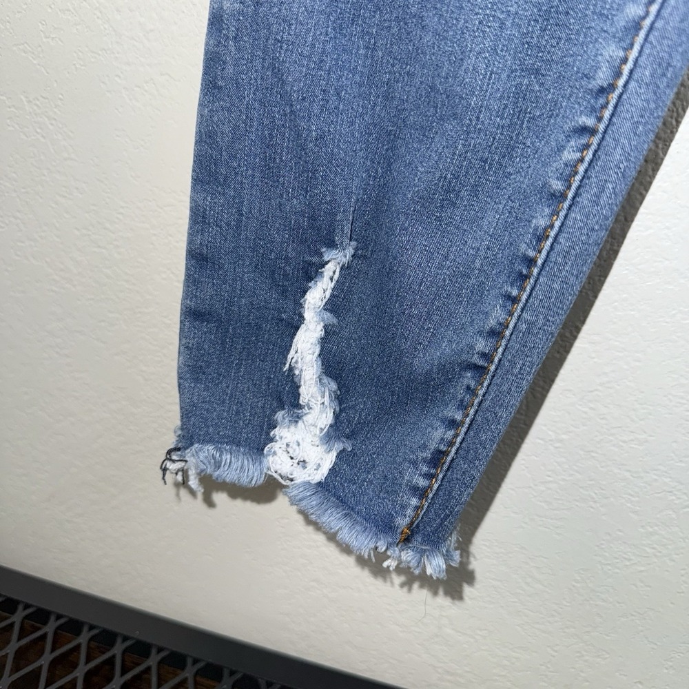 S.O.N.G Skinny Jeans Womens 15/32 Blue Distressed Stretch Denim Mid Rise Raw Hem - Picture 5 of 12
